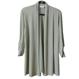 Susan Graver Liquid Knit Cardigan ¾ Ruched Sleeves - Size L